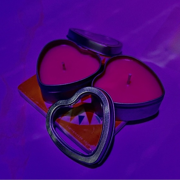 Heart-Shaped Pink Candles in Tin - Picture 1 of 1